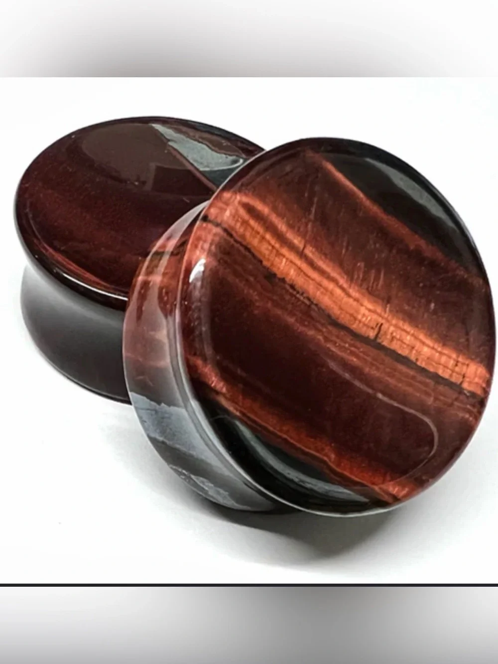 Red Tiger Eye Concave Plugs 1.2 inches 30.48 mm